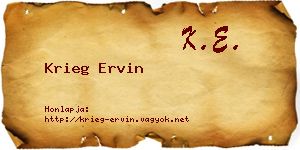 Krieg Ervin névjegykártya